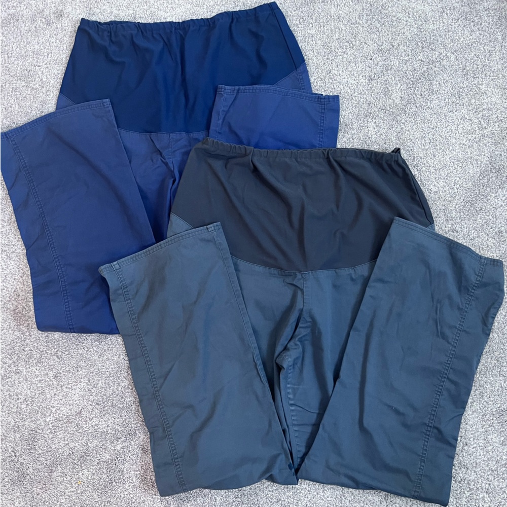 Cherokee maternity scrubs. 2 pairs - 1 navy blue and 1 gray.